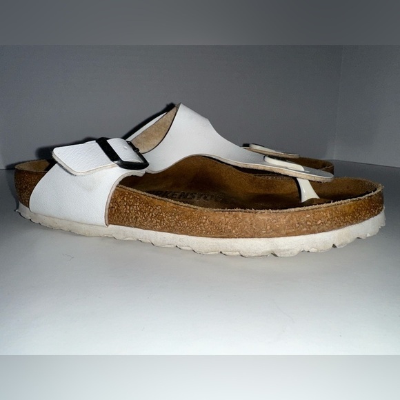 Birkenstock Gizeh Leather White Thong Sandals 37 6-6.5 Regular Width - Picture 3 of 6